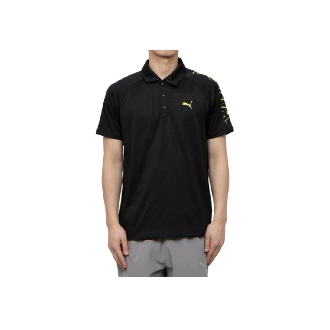 

Puma Logo Pattern Short Sleeve Polo Shirt Men tops Black 527048-01 M