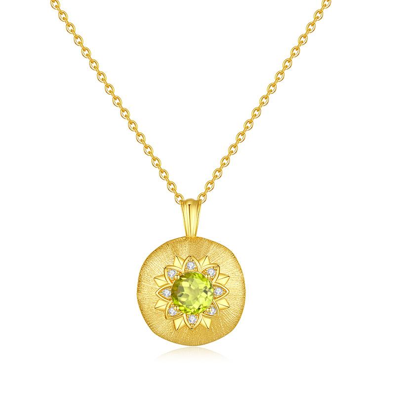 S925 Sterling Silver Necklace with Natural Crystal Pendant Retro French Style Chain for Women