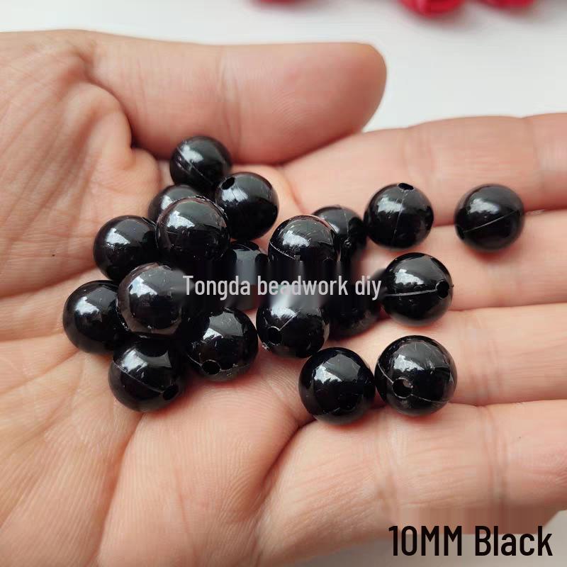 Pure Black Acrylic Beads for DIY Jewelry Making - Handmade Straight Hole Beading Accessories