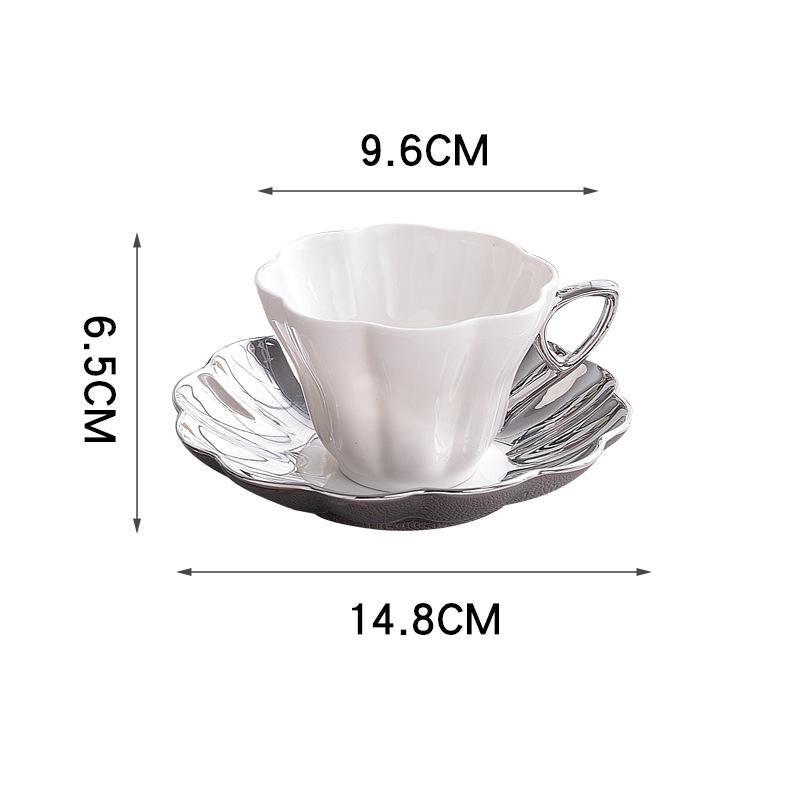 

Ins Wind Flower Petal Pearl Глазированная гальванизированная серебряная кофейная чашка Тарелка для послеобеденного чая High Beauty Water Cup Керамическая чашка Mark 200ml