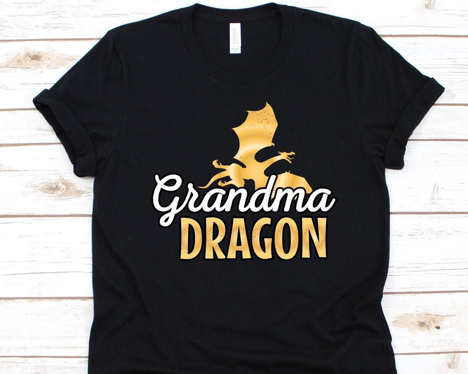 Grandma Dragon Shirt, Cute Dragon T-Shirt, Dragon Lover Gift, Grandma Gift, Folklore, Greek Mythology, Fire-Breathing Dragon, Grandmother L