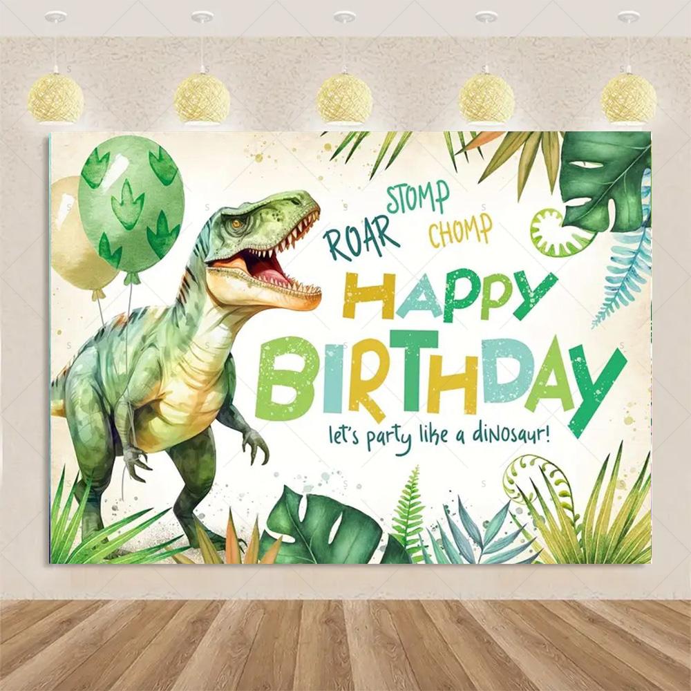 Cartoon Dinosaurier Kindergeburtstagsparty Dekoration Dschungeltier Hintergrundbanner Jurassic World Waldkulisse Für Babyparty