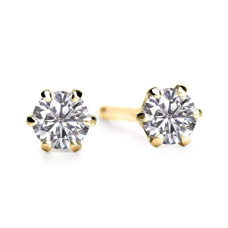 

Diamond Lab diamond earrings ladies 0.02ct one grain K10 yellow gold [Gift box set] present