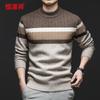 Hengyuanxiang Men's 100% Wool Thickened Crew Neck Knit Sweater