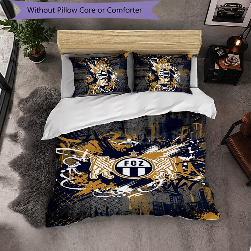 FC Zürich Themed Bedding 3Pcs Duvet Cover Set Decorative Bed Linen For Teen Room Home Decoration
