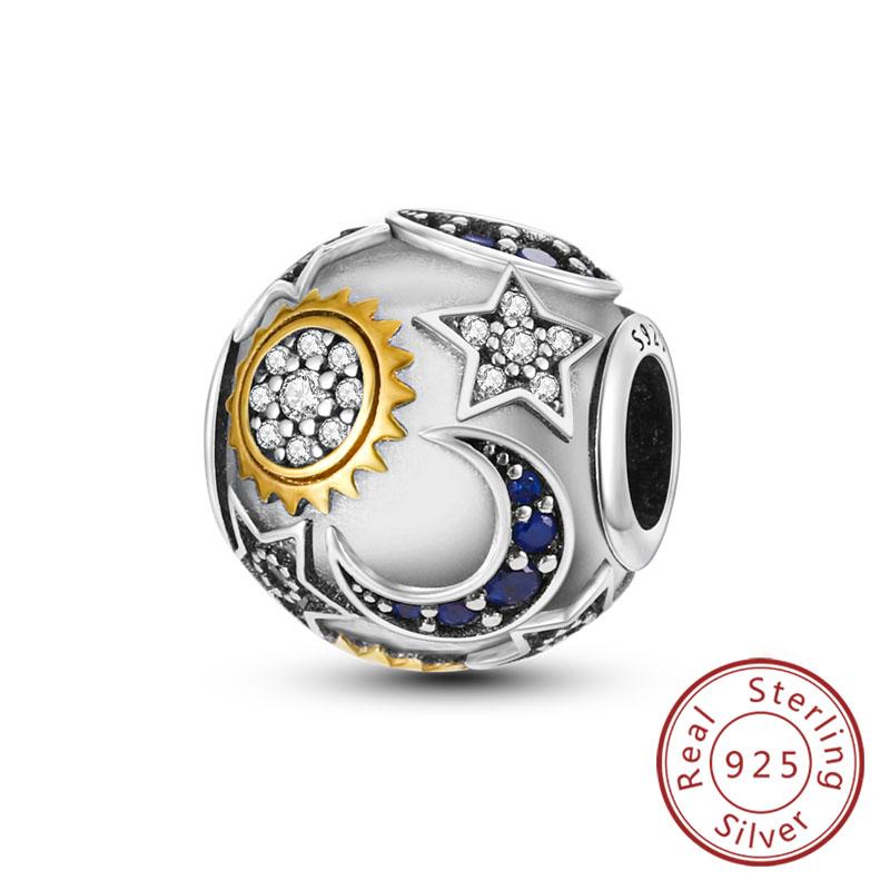 Copper Charms Beads Love Heart Lucky Stars Plane Blue Zircon Charms Pendants Fit Bracelet Charm Women Jewelry