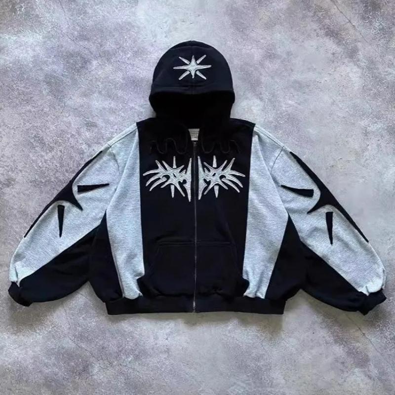 Y2K Retro Harajuku Gothic Street Clothing Men's and Women's Sports Zipper Hoodie Top