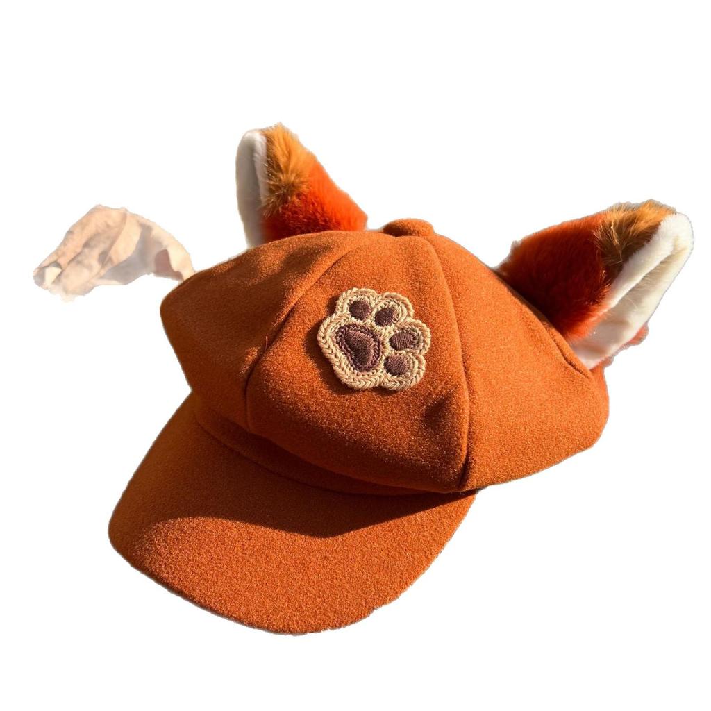 Zootopia Judy & Nick Cosplay Plush with Octagonal Beret and Plush Ears