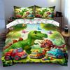 Dinosaurs and Toy Trucks Bedding Duvet Cover Set Duvet Cover Pillowcases Home Decor (1 * Duvet Cover 2 * Pillowcases, Without Duvet Insert)