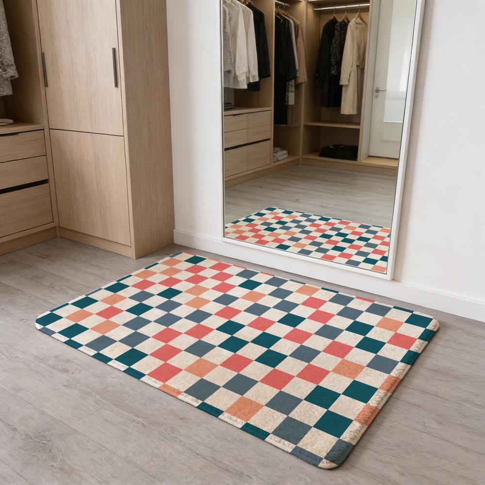 Tappetino per Pavimento a Scacchiera Tappetino per Porta in Flanella Antiscivolo Assorbente Lavabile Tappeto per Interni Casa