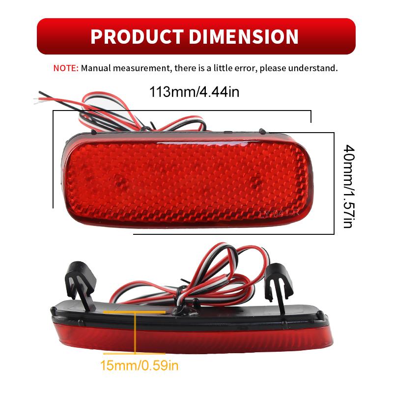 2PCS Red LED Rear Bumper Reflector Lights Fog Lights For Citroen C1 C5 Peugeot 107 206 607 Expert For Fiat Scudo Car Accessories