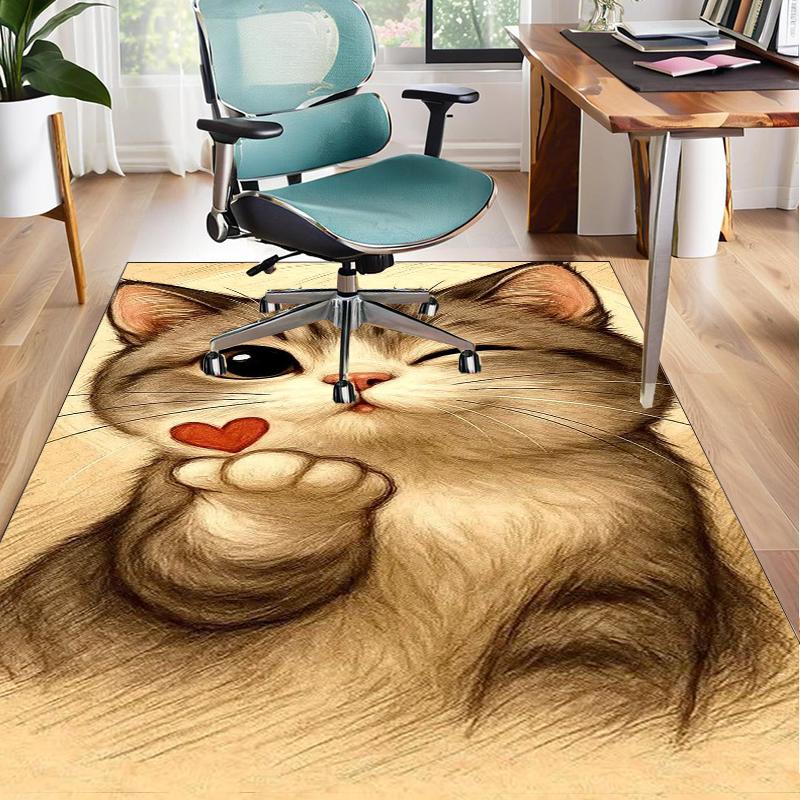 Black Cat In Sunflower Town Office Rug Chair Mat, Game Carpet, Suitable for Front Door, Bedroom, Living Room, Desk, Holiday Gift