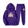 New European and American sweater sweatpants two-piece set loose casual hooded sweater set printed drawstring sweater
