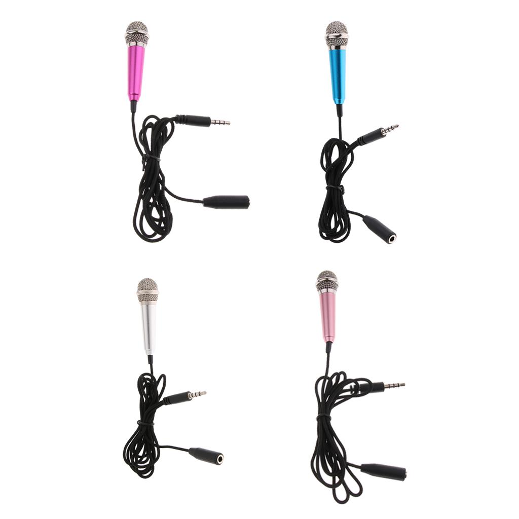 Mini 3.5mm Kablolu Cep Telefonu Mikrofonu Stereo Mikrofon Sohbet Şarkı Söyleme Kırmızı