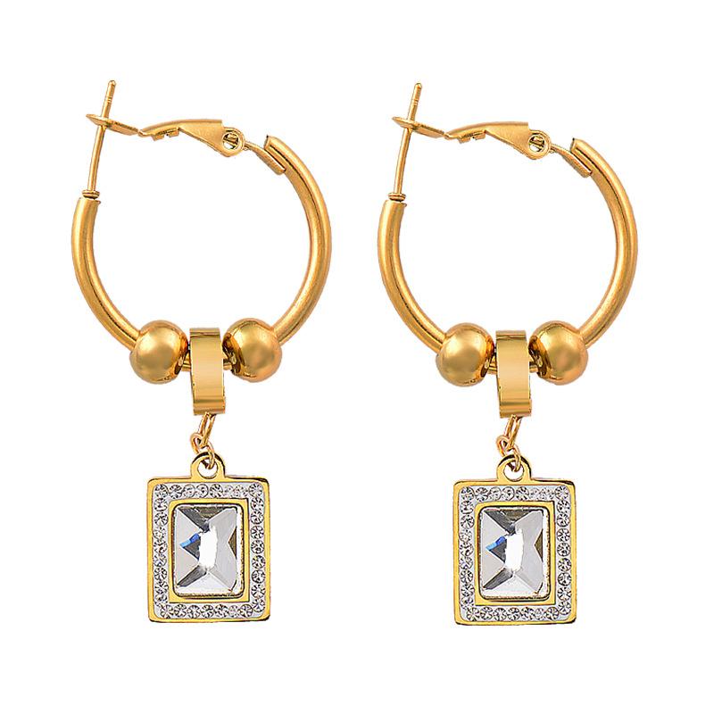 Титан, титановая сталь, супер блестящие бриллианты, квадратные серьги с подвесками в форме любви, серьги из нержавеющей стали