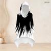 Women Plus Size Two Piece Set Black White Geometric Printed Hooded Long Sleeve High Low Top Fitted Pants