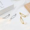 Fashion 18K Baroque Pearl Earrings Simple Geometric Titanium Steel Pearl Stud Earrings Women'S Premium Sense