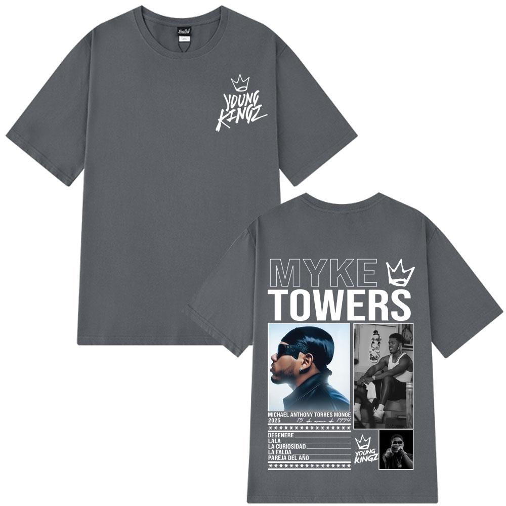 2025 Summer Rapper Myke Towers Tshirts Unisex Women Oversized T Shirt 100 Pure Cotton Printed Breathable Leisure Tshirt Y2k