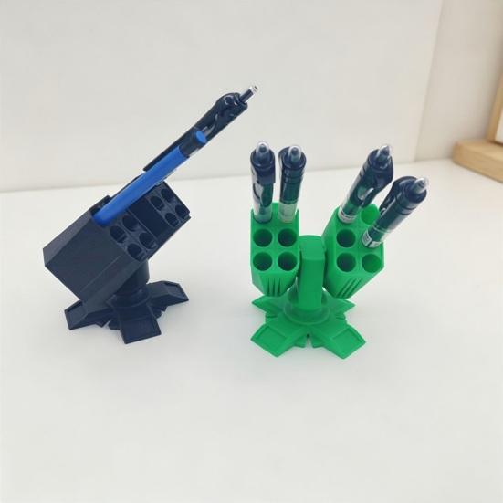 3D Printed Missiles Launcher Pen Holder, Rocket Launcher Pencil Cup for Desk, Multi-compartments Stationery Organizer Box for Home Office Classroom