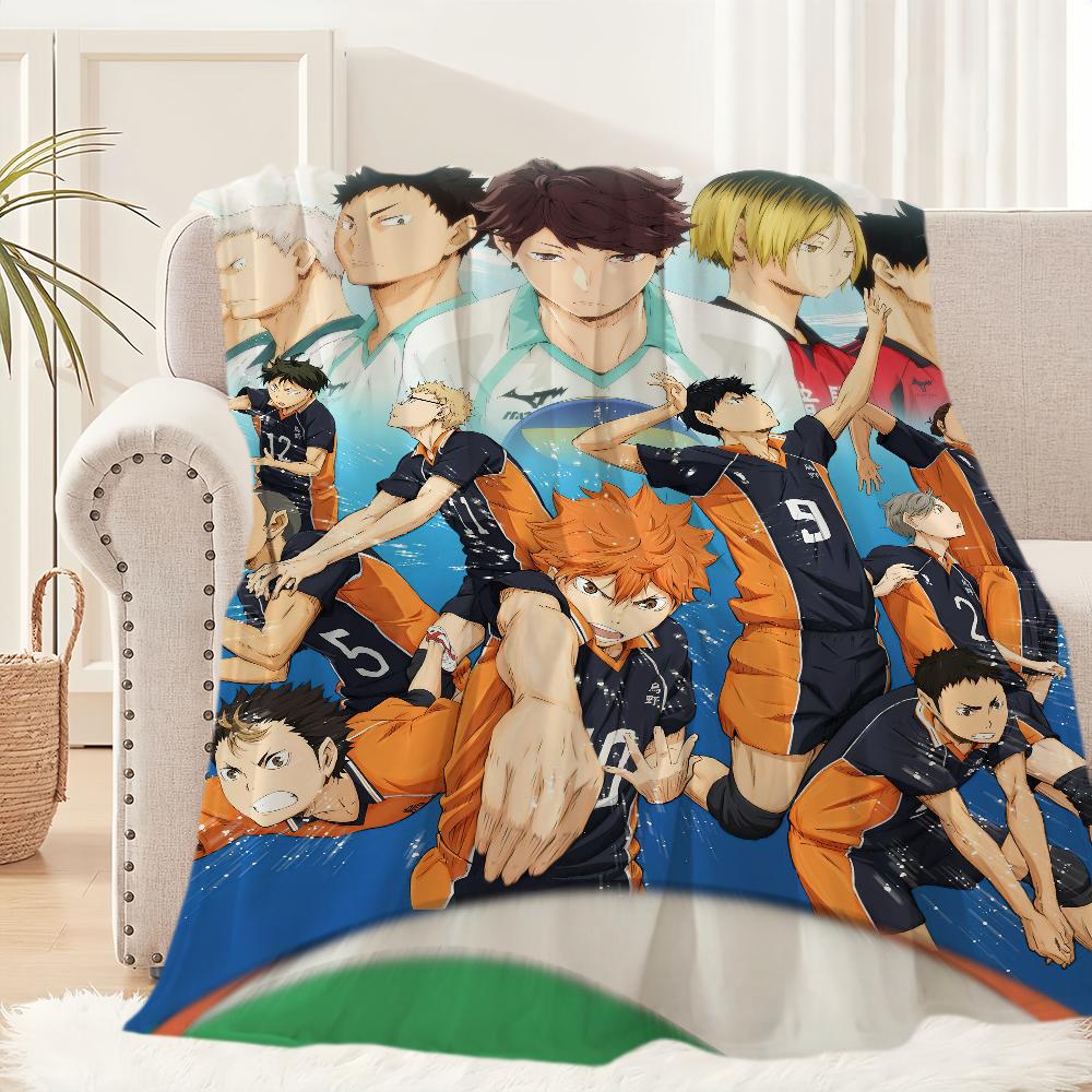 Anime H-Haikyuu Cool Baseball Blanket Plush Nap Sofa Rug for Living Room Warm Office Bedroom Birthday Home Travel Kid Gifts