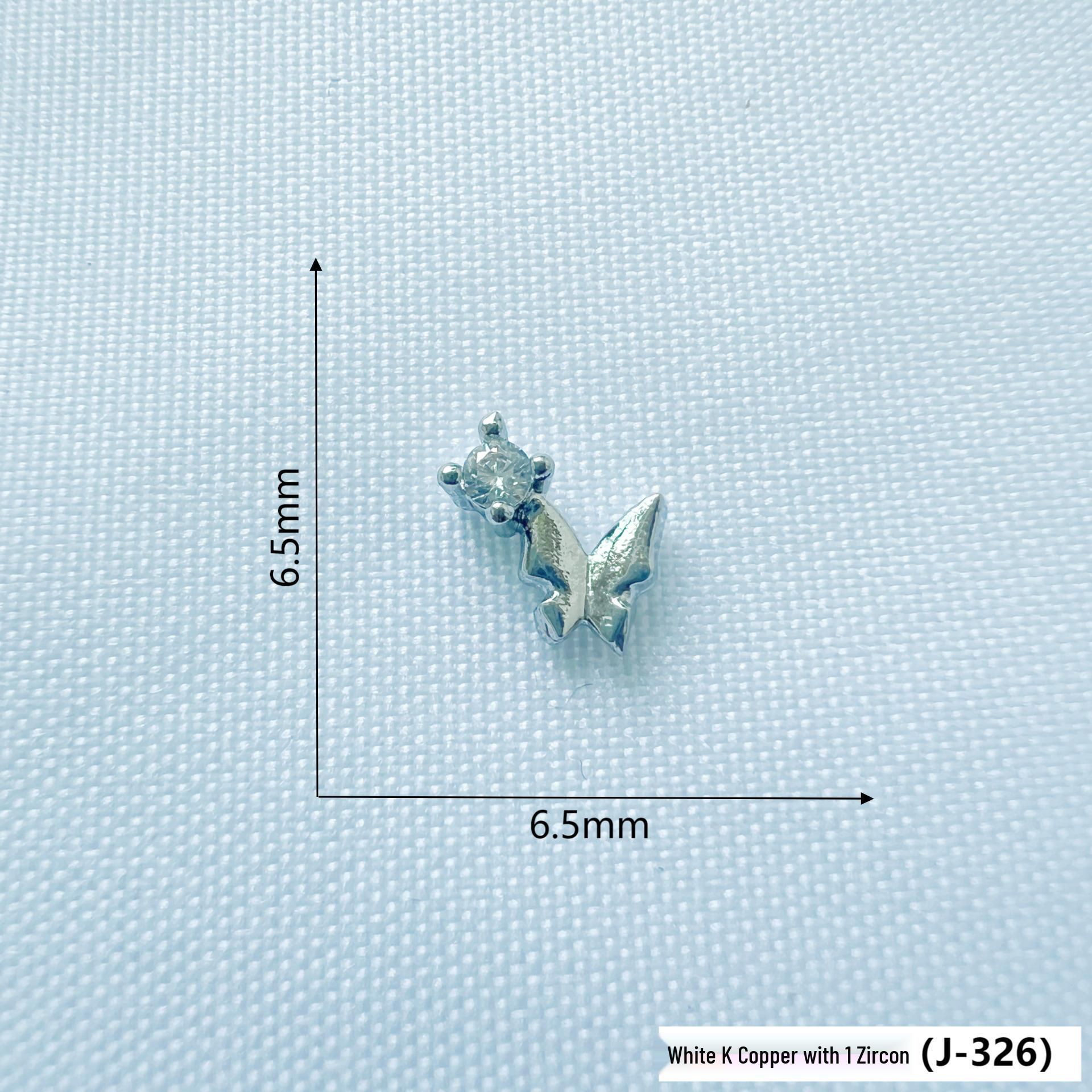 Silver Copper Zirconia Butterfly & Bow Nail Art Decorations