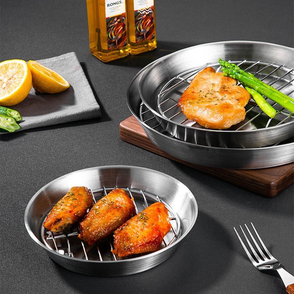 Non-stick Circular Drain Pan 304 Stainless Steel Air Fry Basket Air Fryer Baking Tray  Barbecue