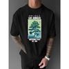 European Sizes A T-Shirt Featuring a of Japanese Ukiyo-E Art And American Street Style, Showcasing a Regional Pine Tree Design