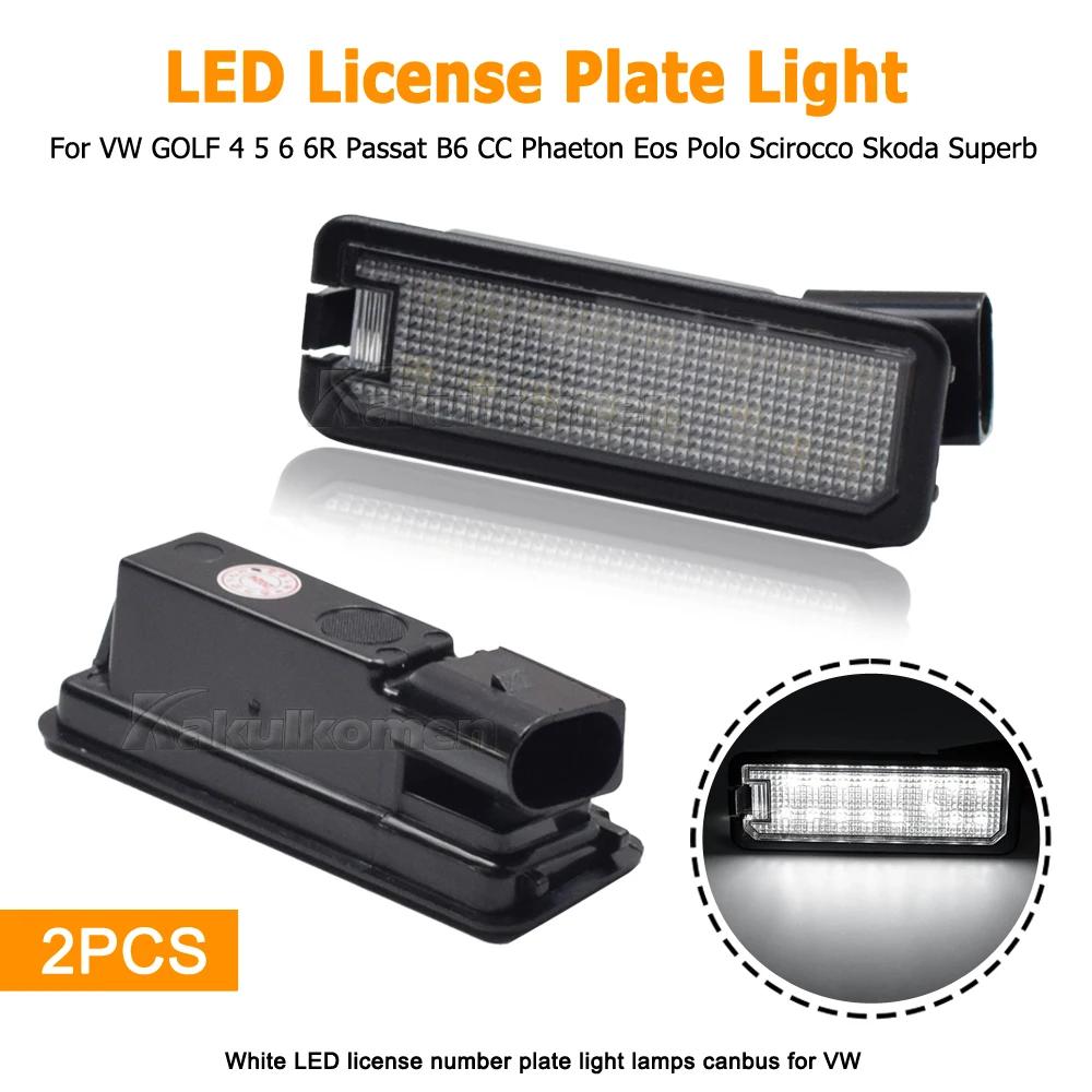 2 Pcs Car LED License Plate Lights 12V Working Lamp Replacement Car Light For VW GOLF 4 5 6 7 6R Passat B6 Lupo Scirocco Polo