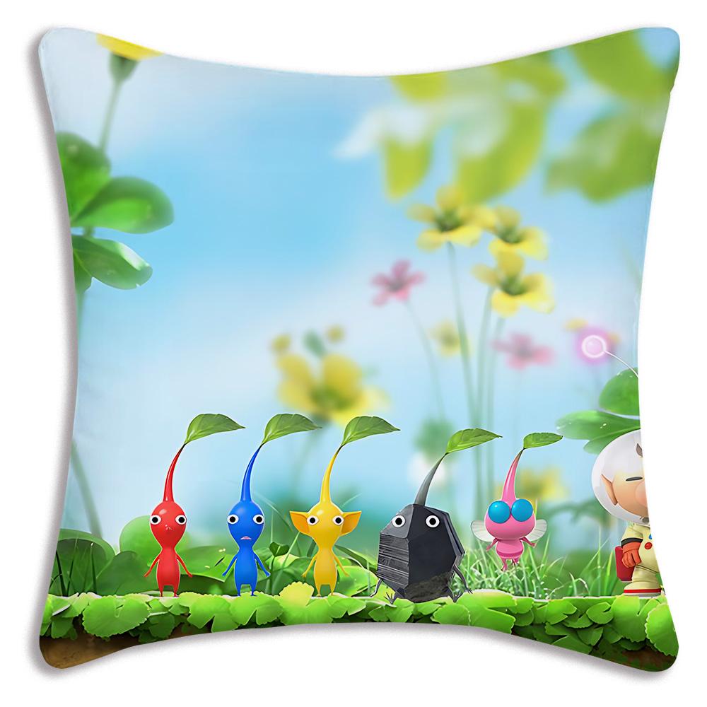 Pillow Covers Cartoon Anime P-Pikmins Sofa Decorative Home Double-Sided Printing Short Plush Cute Cushion Cover