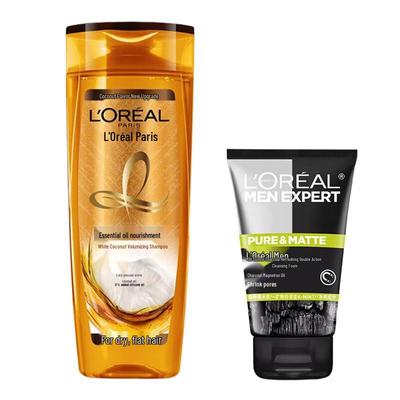 L'Oréal Men's Oil Control Gesichtswaschgel & Pflegendes Shampoo Set