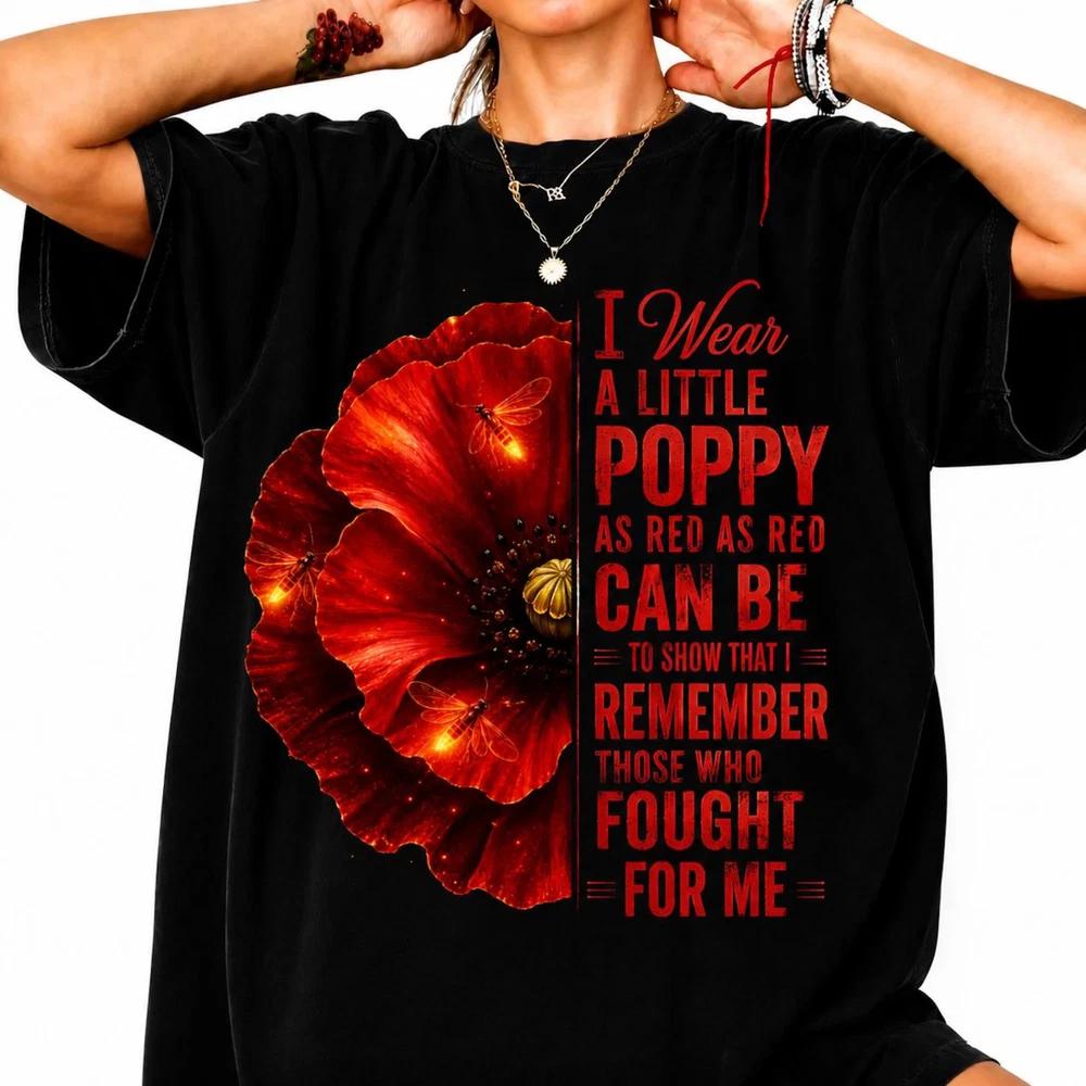 Never Forgotten Red Poppy Flower Shirt Memorial Day Veteran TShirt S