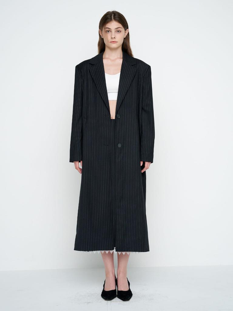 Moi Fair Striped Maxi Skirt/Black