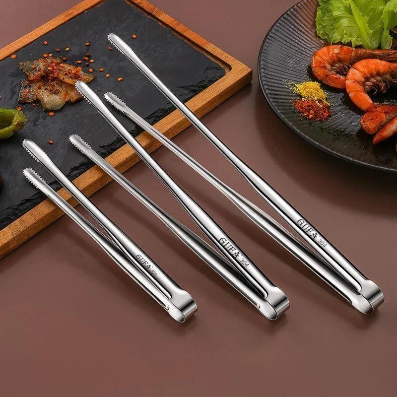 304 Stainless Steel Household Barbecue Clip BBQ Tools Japanese Bread Food Steak Extended Kitchen Gadget Outdoor Accessories