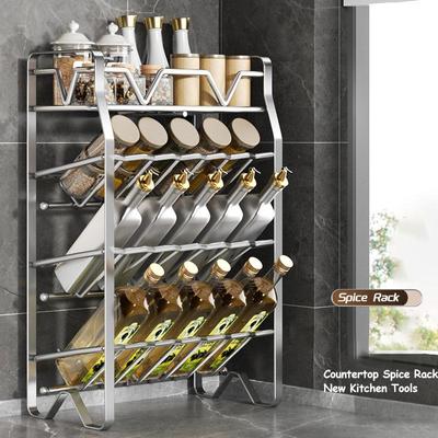 Stainless Steel Shelf Kitchen Storage Shelf Countertop Floor Shelf Multifunctional Seasoning Supplies Storage Shelf