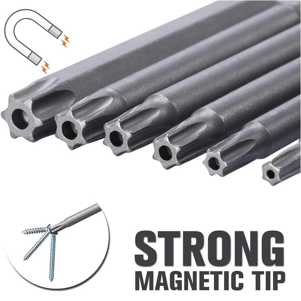 11PCS 1/4" Hex Bits Driver Tamper Proof Security Drill Magnetic Bit Set Torx Screwdriver Flat Head F1FC High Quality 50/100mm