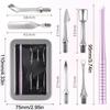6 In 1 Nail Beveled Head Stainless Steel Cuticle Pusher Nail Art Sanding Tablet Manicure Sticks Tool For Salon Nails Accessories