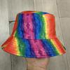 Women Men Bucket Hat Rainbow Color-block Hat Reversible Wearable Basin Hat Summer Outdoor Hat Fashion Colorful Fisherman Hat
