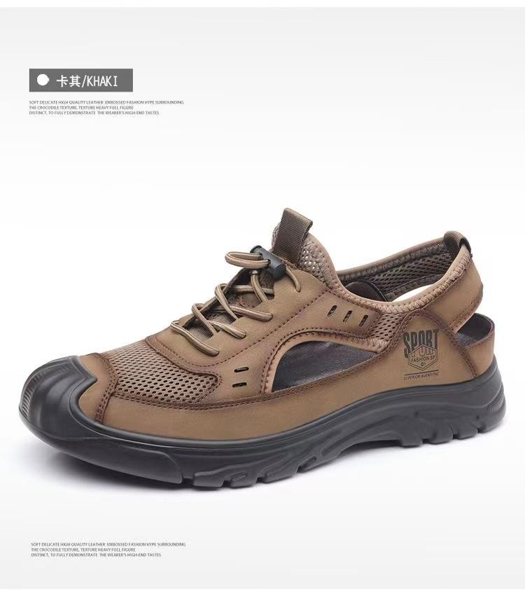 

Мужские сандалии с мягкой подошвой, летние новинки, Вьетнам, Рим, для отдыха, пляжные, с перфорацией, сумка-голова, кожаные туфли 44