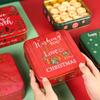 Cute Cartoon Christmas Candy Storage Box Tinplate Square Gift Box Xmas Candy Cookie Box Home Storage Large Capacity Metal Can