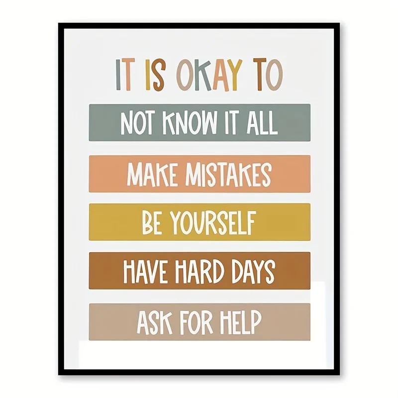 

декор класса в стиле бохо, плакаты для класса, все в порядке, цитаты для класса, цифровая печать, будьте собой, декор игровой комнаты, подарки для учителей чёрный