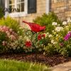 Spring Garden Accents Red Bird Stake, Metal Yard Art Memorial Decorations Flower And Ornament for Patio Lawn Pathway Site Grandma Tributes