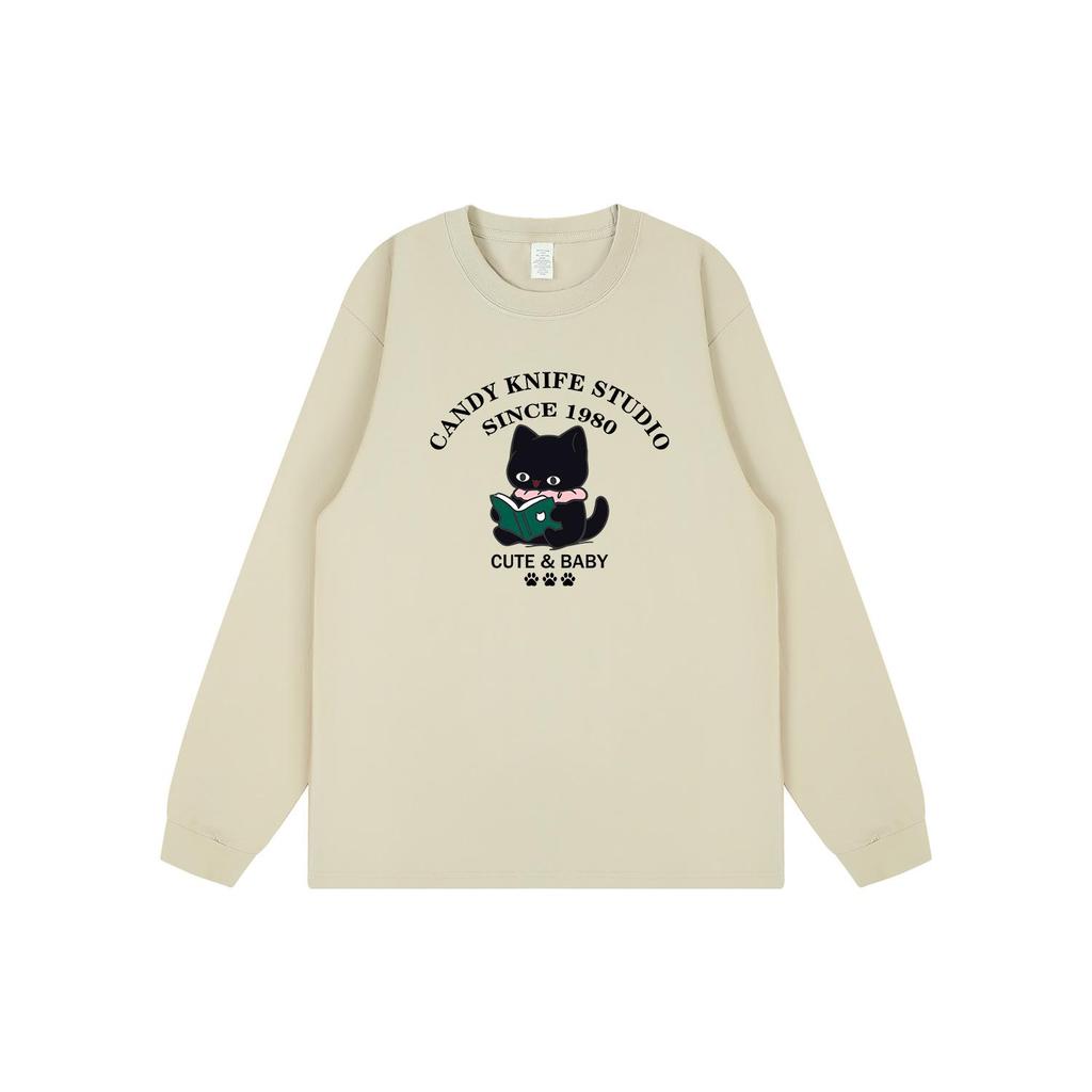 Korean Trendy Cartoon Print Long Sleeve Cotton T-shirt for Students & Besties