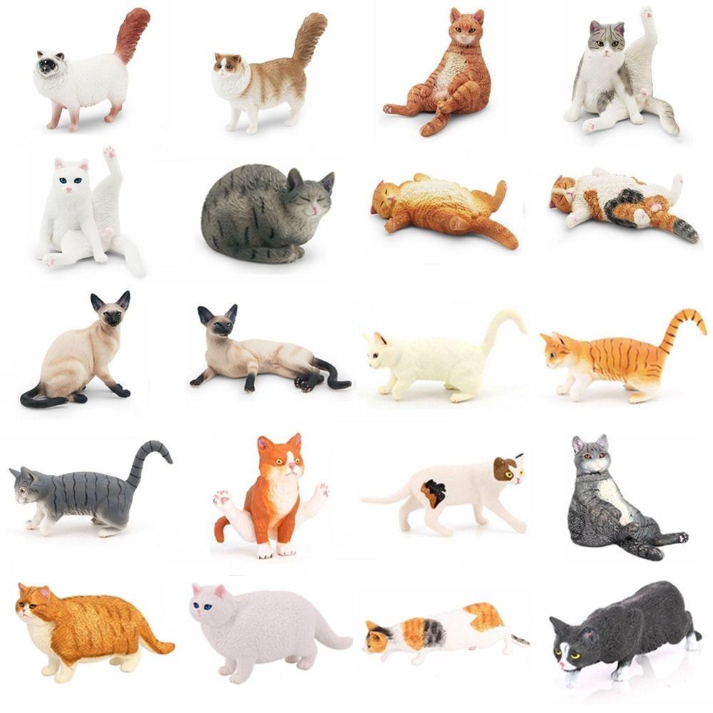 Cute PVC Simulation Cat Model Siamese Ragdoll Persian Cat Lifelike Realistic Pet Figurines Simulation Pet Desktop Ornament