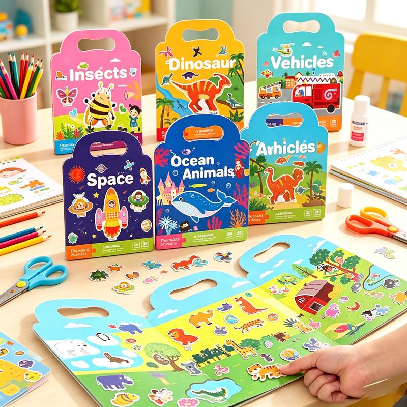 Reusable Quiet Sticker Book,Early Educational Scene Sticker Book,Enlightenment Cognitive Puzzle Book Toddlers Focus Training