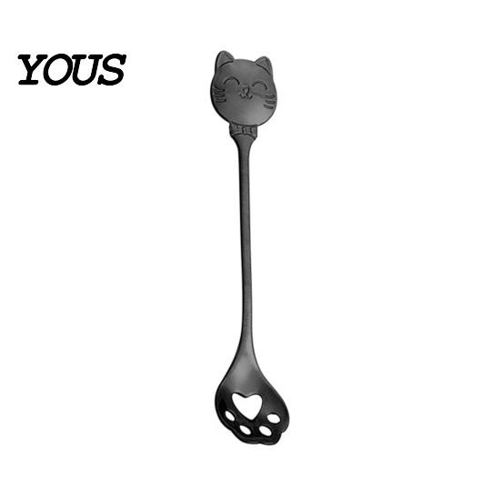 Cute Cat Paw Spoon Coffee Spoon, Stainless Steel Claw Teaspoon, Embossed Design Multi-Color Electroplated Stirring for Ice Cream Yogurt