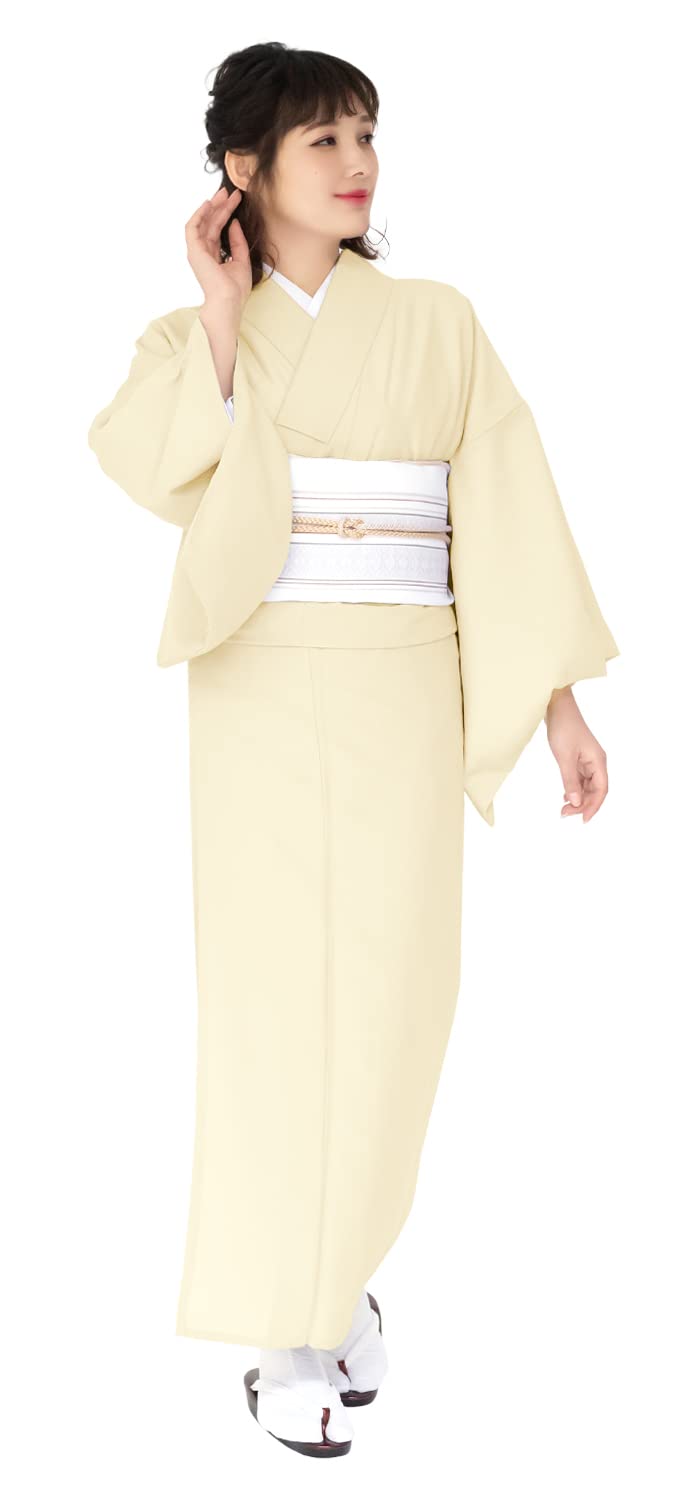 

[KYOETSU] [Кёэцу] Стирка кимоно, На подкладке, Однотонное, Ткань тиримен, Женское (M, Светло-желтый)