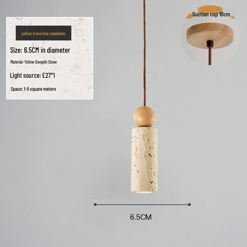 Желтый травертин Ваби-саби подвесной светильник: Декор спальни и столовой в японском стиле Original LED Light Source (Warm Light)