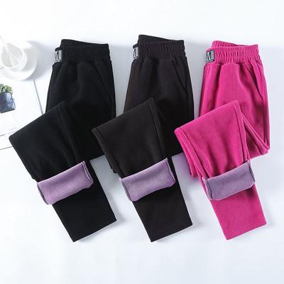 Women Thickened Fleece Pants Casual Sports Pants Winter Warm Pants Women Thicken Leggings Soild Color Slim Leggings Sweatpants