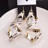Fashion Punk Gold Silver Color Metal Spiral Earrings For Women Long Wave Dangle Drop Earings Statement Jewelry Oorbellen