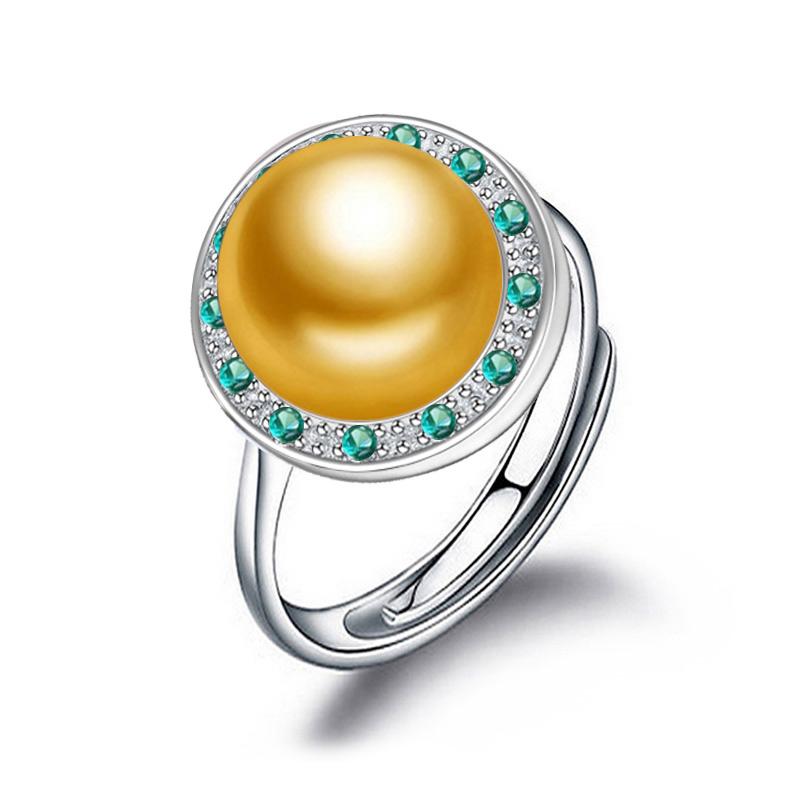 

Кольца FENASY с зеленым кристаллом в стиле бохо и пресноводным жемчугом для женщин, обручальное кольцо с кубическим цирконием green&gold золотой